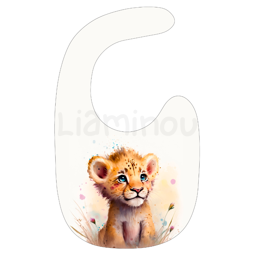 Panneau tissu bavoir naissance/diversification lion