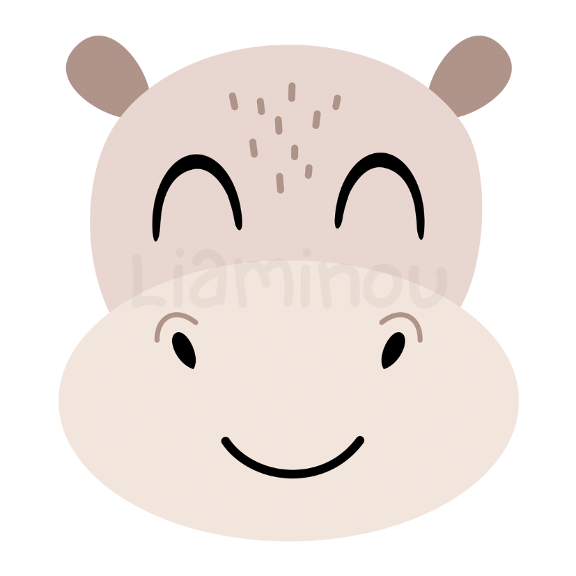 Panneau tissu lingette lavable - hippopotame