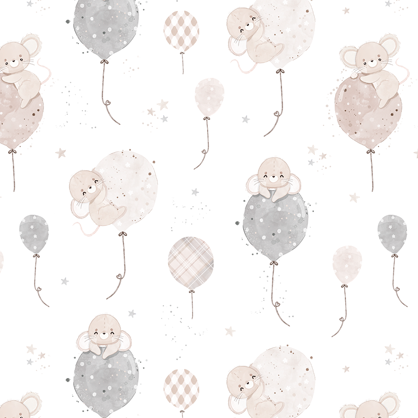Popeline de coton - souris dans les airs