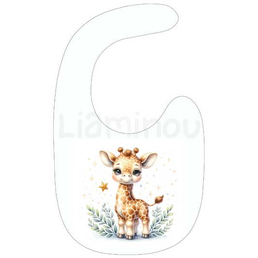 Panneau tissu bavoir naissance/diversification girafe